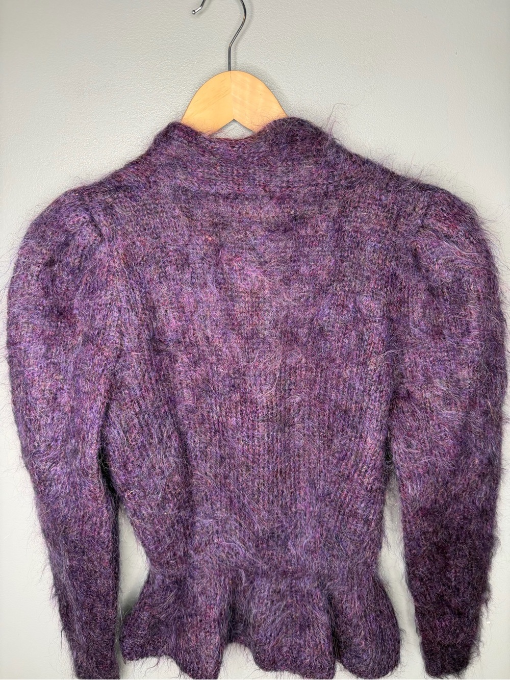 Handmade Royal Purple Mohair Peplum Cardigan - Picture 8 of 11